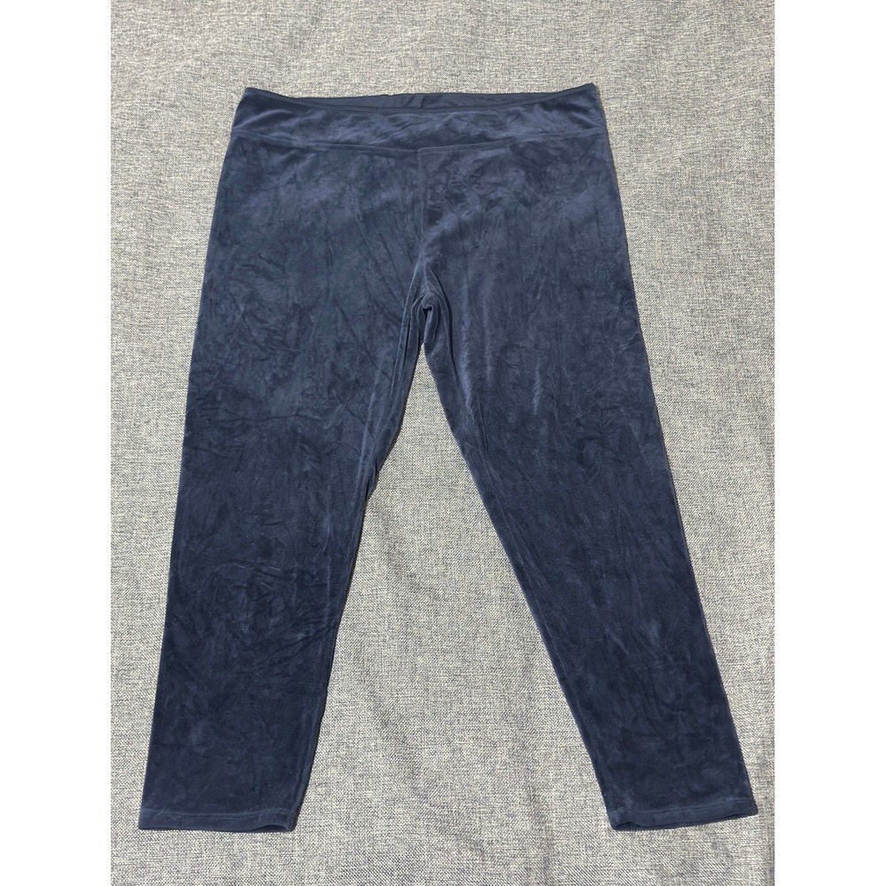 Cuddl Duds Womens 2X Velour Leggings Navy Blue Stretch Pajama Pants